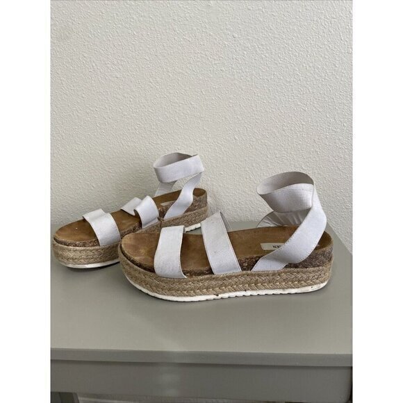 Steven Madden White Platform Espadrille Sandals Ankle Strap Summer Platforms 10M - Picture 2 of 8